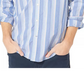 Nautica Men's Striped Collared Dress Shirt Blue Size Medium