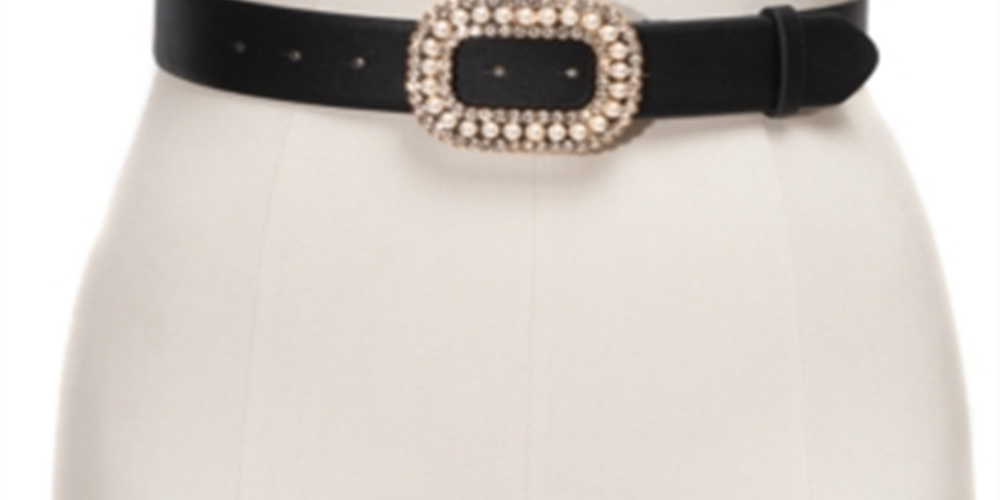 INC International Concepts Women's Embellished-Buckle Belt Black Size X-Large