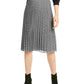 Maison Jules Women's Pleated Metallic Midi Skirt Charcoal Size Small