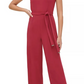 Tommy Hilfiger Women's Crepe Belted Jumpsuit Red Size 2