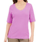 Karen Scott Women's Button-Detail V-Neck Top Purple Size Medium