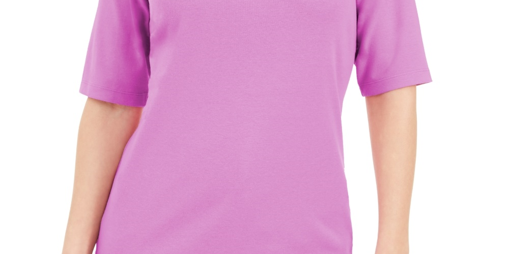 Karen Scott Women's Button-Detail V-Neck Top Purple Size Medium