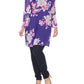 White Mark Women's Floral Print Off Shoulder Tunic Top Purple  Size 4XL