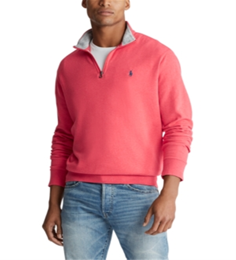 Ralph Lauren Men's Sweater Quarter Zip Pullover Pink Size Small
