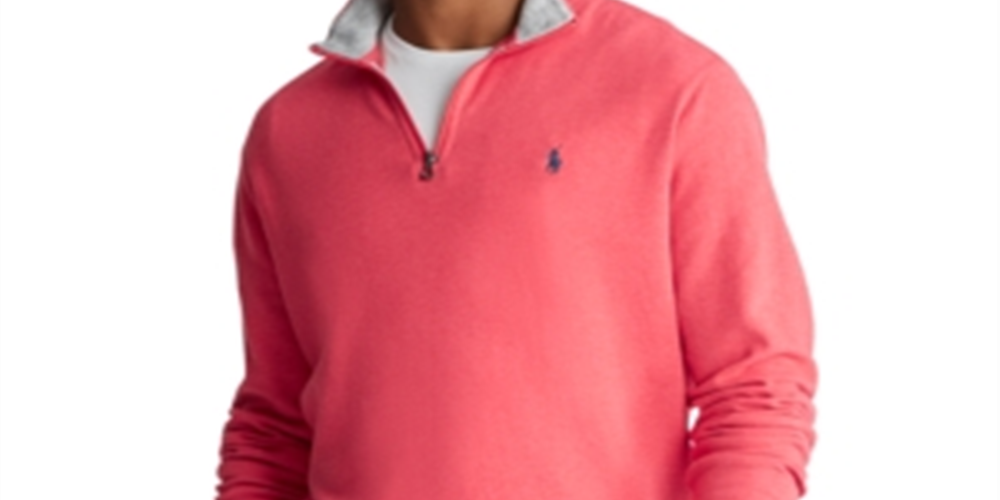 Ralph Lauren Men's Sweater Quarter Zip Pullover Pink Size Small