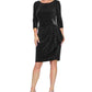 Alex Evenings Women's Shimmering 3/4 Sleeve Scoop Neck Above The Knee Sheath Cocktail Dress Size Square 18