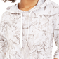 Bar III Women's Marble-Print Pullover Hoodie White Size XX-Large