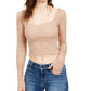Guess Women's Fitted Cropped Lace Top Green Size Large