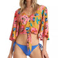 Billabong Women's Sun Creek Tie Hem Crop Top Yellow/Pink  Size Large