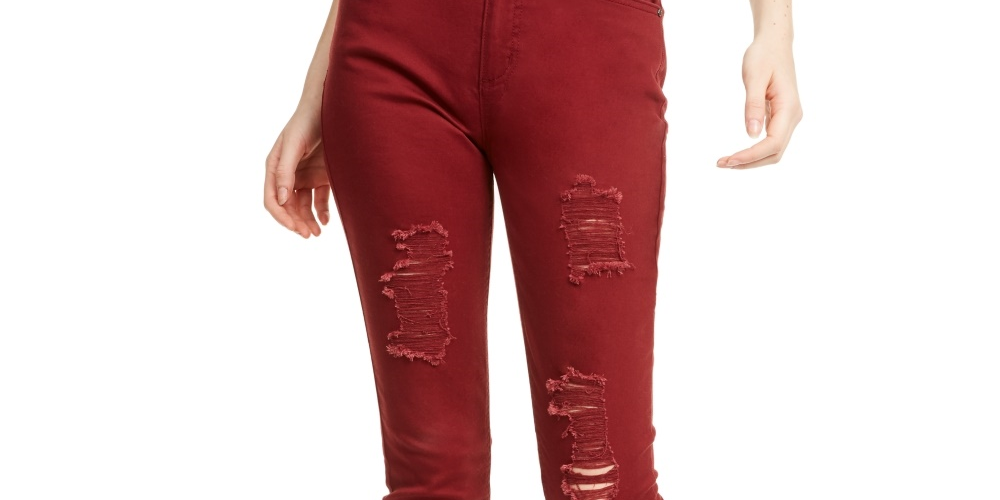 Tinseltown Junior's Distressed Skinny Jeans Red Size 9