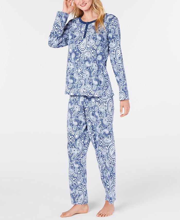Charter Club Super Soft Textured Fleece Pajamas Blue Size XS