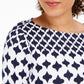 Charter Club Cotton Printed Top White Size XL