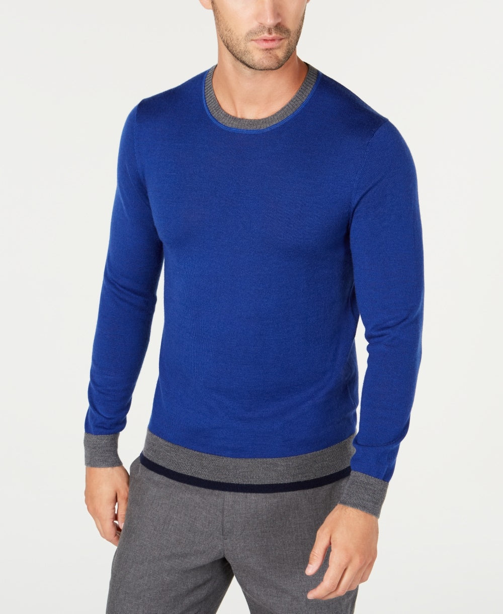 Tasso Elba Men's Merino Wool Blend Sweater Blue Size Medium