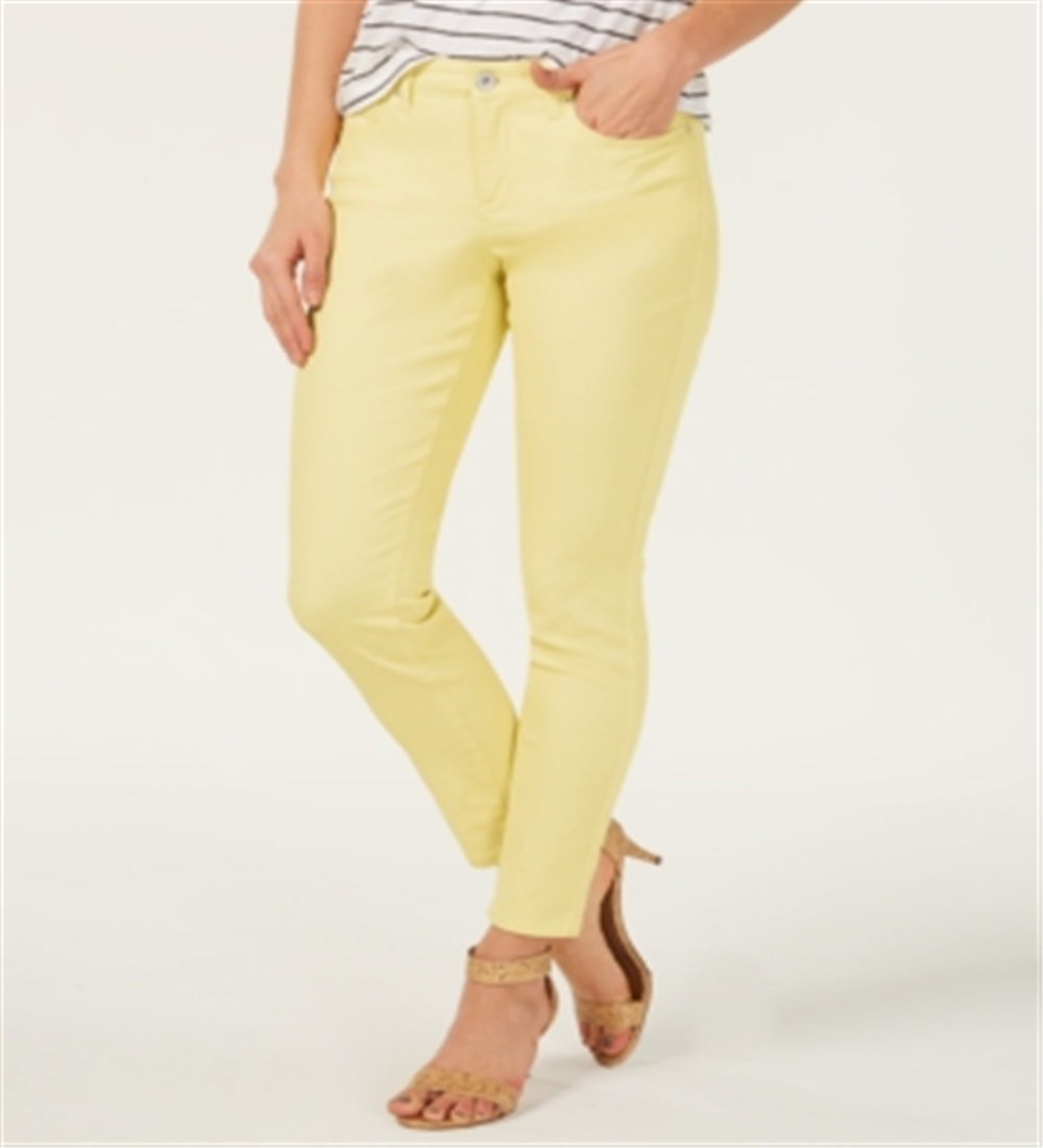 Style & Co Women's Curvy Fit Skinny Fashion Jeans Yellow Size 12