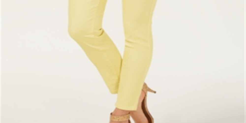 Style & Co Women's Curvy Fit Skinny Fashion Jeans Yellow Size 12