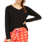 Jenni Women's Knit Ribbed Pajama Top Black Size Small