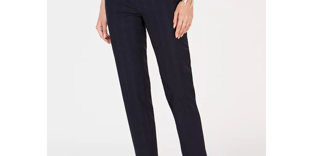 Charter Club Women's Plaid Ankle Length Pants Blue Size 14 Petite