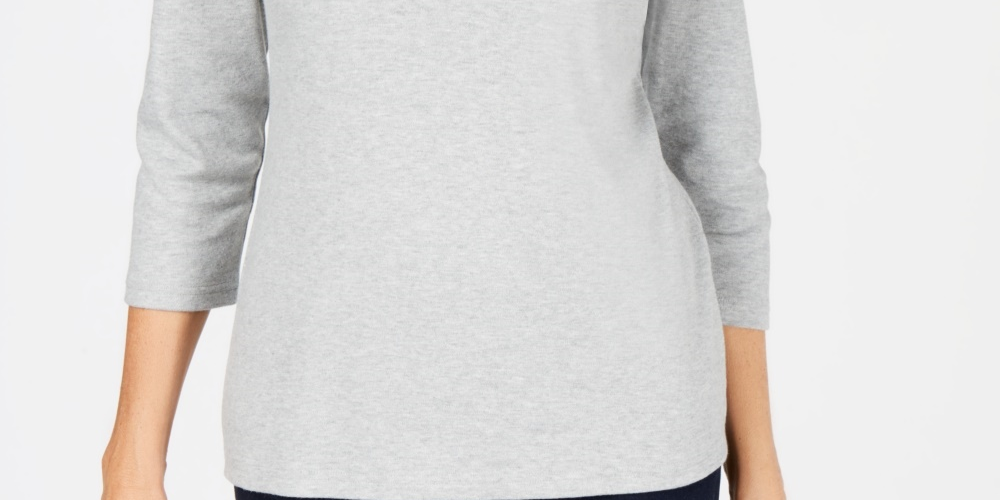 Karen Scott Women's Cotton Button Trim Top Gray Size XX-Large