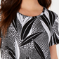 JM Collection Women's Printed Top Black Size Petite Small