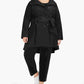 Madden Girl Junior's Plus Skirted Belted Coat Black Size 2X