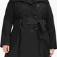 Madden Girl Junior's Plus Skirted Belted Coat Black Size 2X