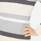 Karen Scott Women's Petite Cotton Striped Cable-Knit Sweater Gray Size  Petite XL