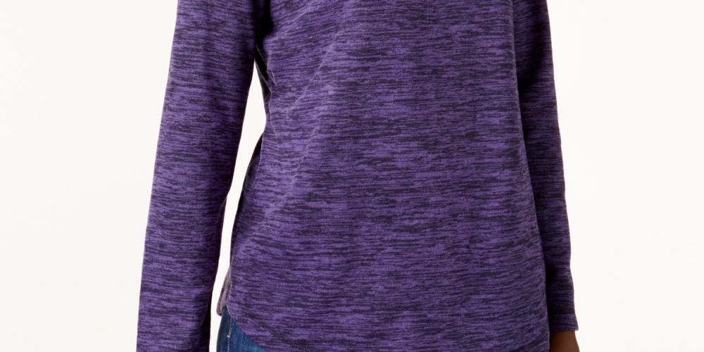 Karen Scott Women's Sport Space Dye Microfleece Top Purple Size X-Small