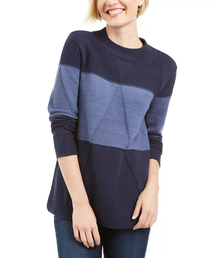 Karen Scott Women's Grace Colorblocked Sweater Red/ Black Size X-Small