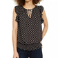 INC International Concepts Women's Smocked Tie Neck Blouse Black Size Small
