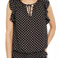 INC International Concepts Women's Smocked Tie Neck Blouse Black Size Small