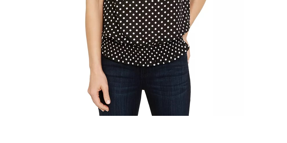 INC International Concepts Women's Smocked Tie Neck Blouse Black Size Small