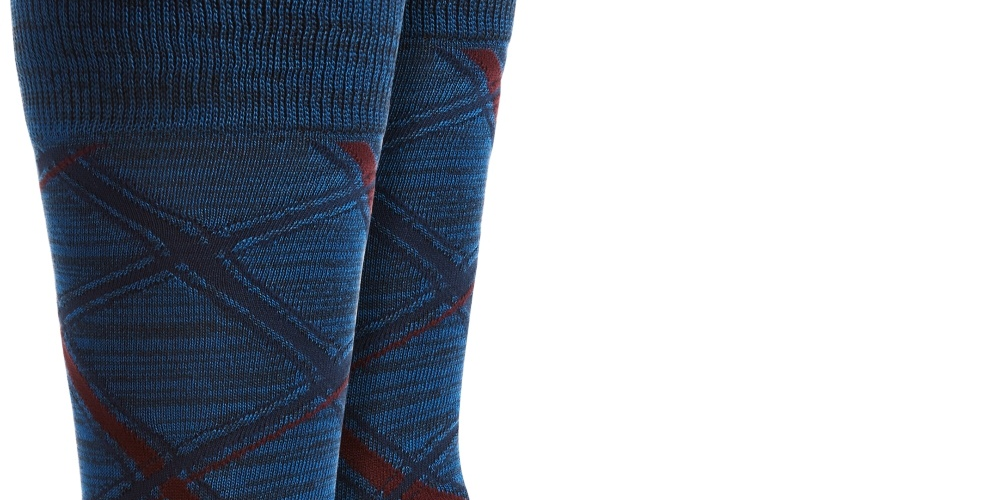 Perry Ellis Men's Plaid Socks Blue Size Regular