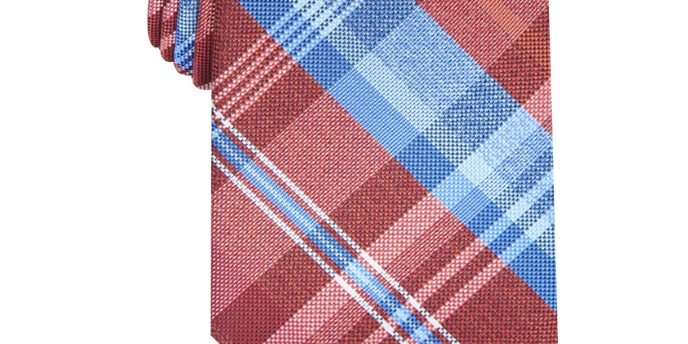 Perry Ellis Men's Essex Plaid Tie Rustcopper Size Regular