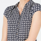 Charter Club Women's Short Sleeve Printed Polo Top  Blue Size Small