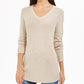 Charter Club Women's Marled V Neck Sweater Beige Size Petite Small