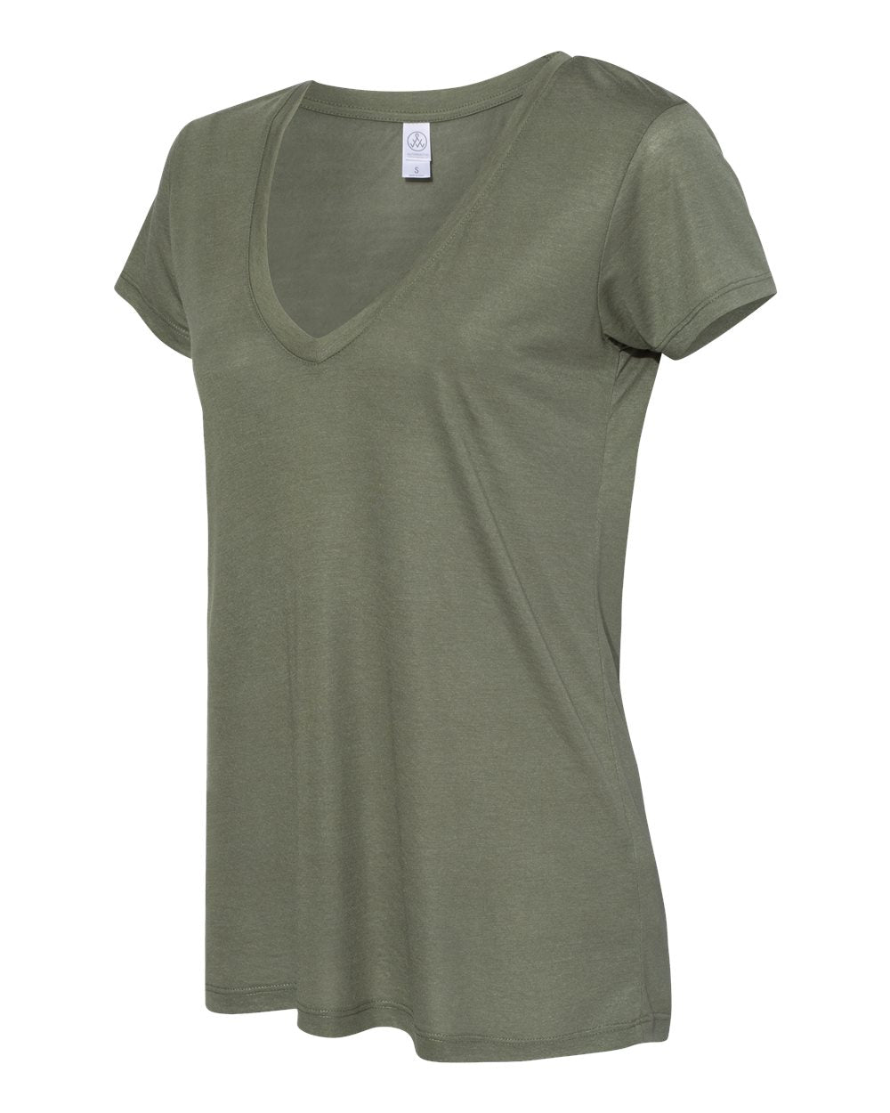 Alternative Women's Melange Burnout Slinky V Neck Jersey Green Size Small
