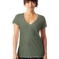 Alternative Women's Melange Burnout Slinky V Neck Jersey Green Size Small
