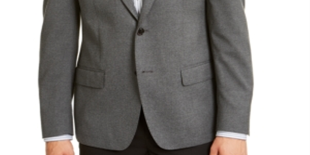 Calvin Klein Men's Single Breasted Stretch Heather Slim Fit Stretch Suit Separate Gray Size 42