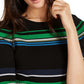 INC International Concepts Women's Metallic Striped Ribbed Sweater Black Size XS