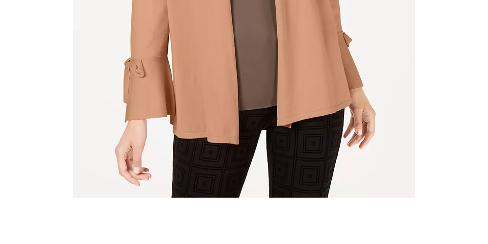 Alfani Women's Tie-Sleeve Cardigan Brown Size XX-Large