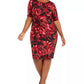 Connected Women's Metallic Floral-Print Sarong Dress Red /Black  Size Petite Small