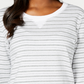 Karen Scott Women's Petite Striped 3/4-Sleeve Sweatshirt Grey Size P/XL