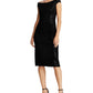 Ralph Lauren Women's Sequined Sleeveless Off Shoulder Knee Length Body Con Evening Dress Black Size 4