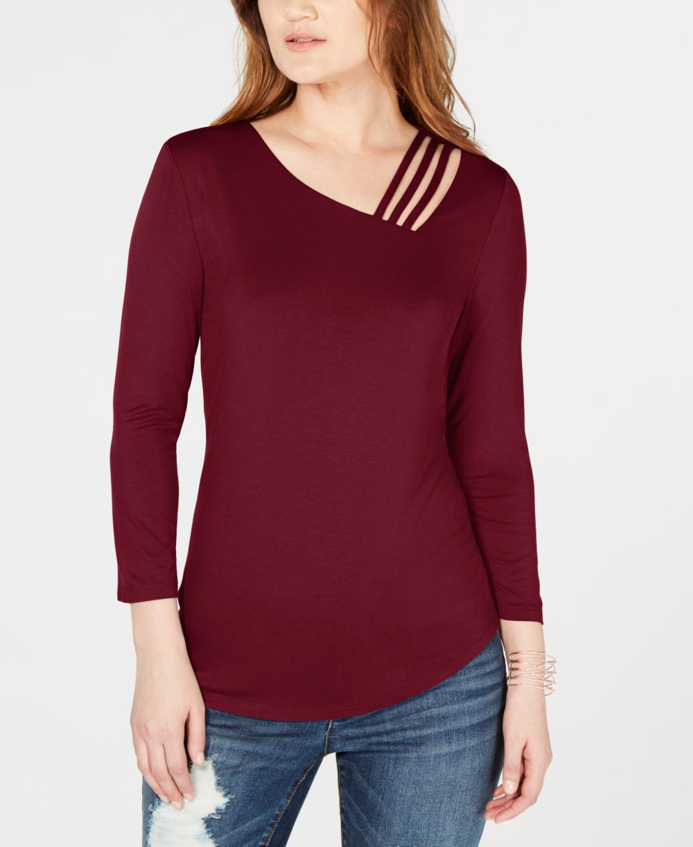INC International Concepts Women's Cutout-Detail Top Red Size X-Small