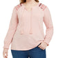 Style & Co Women's Plus Embroidered Keyhole Top Red Size 3X