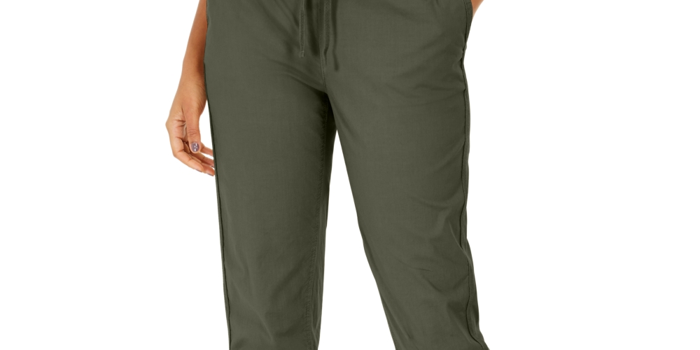 Style & Co Women's Pull On Cuffed Utility Pants Green Size 14