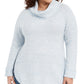 Style & Co Women's Plus Size Waffle-Knit-Trim Cowlneck Sweater Blue Size 3X
