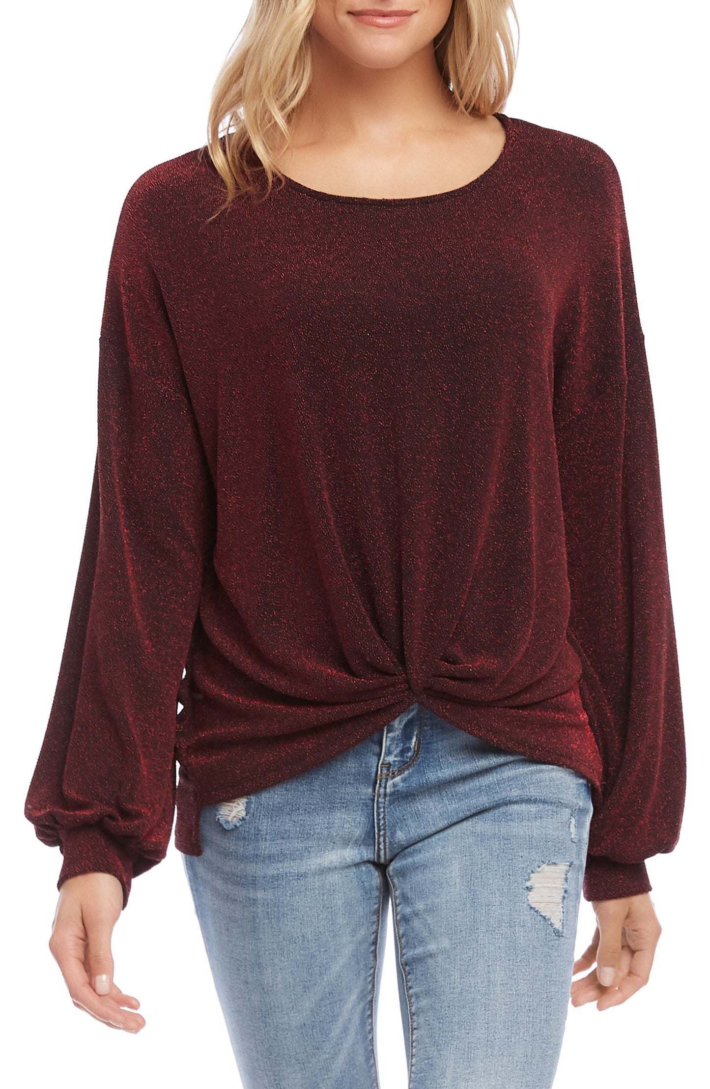 Karen Kane Women's Front Twist Top Red Size Small