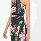 Adrianna Papell Women's Floral-Print One-Shoulder Gown Black /Rose  Size 2