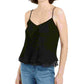 Q+A Los Angeles Women's Textured Spaghetti Strap V Neck Tank Top Black Size X-Small